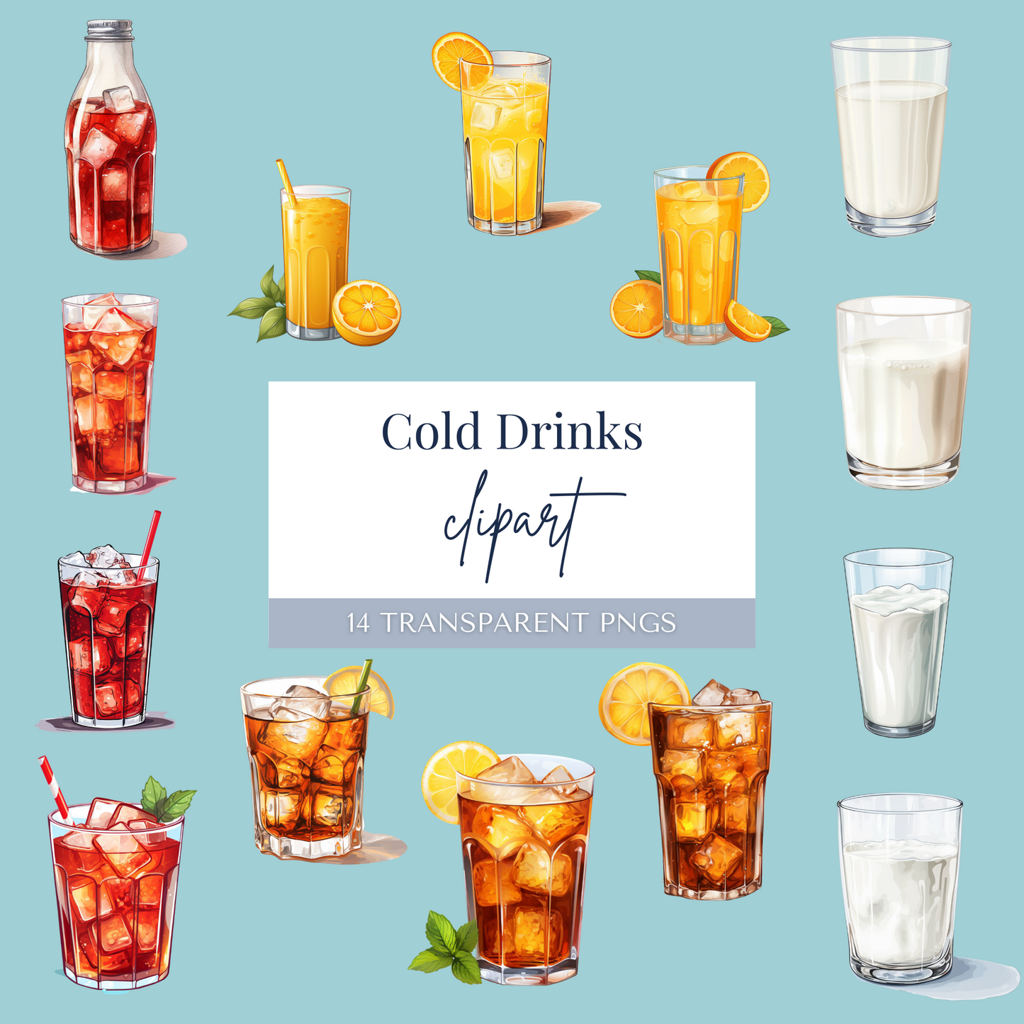 Cold Drinks Clipart | 14 PNGs