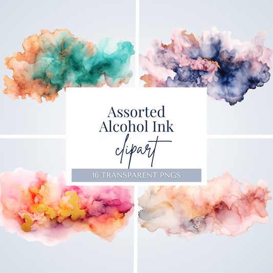 Assorted Alcohol Ink | 16 PNGs