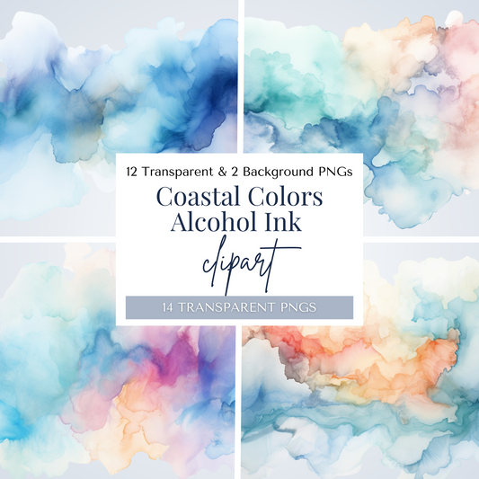 Coastal Colors Alcohol Ink | 14 PNGs