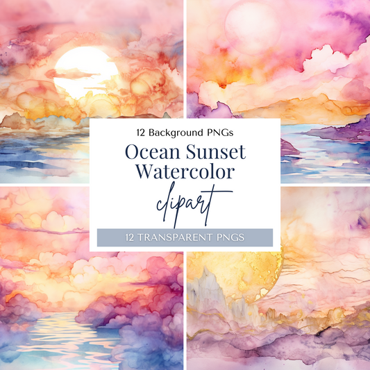 Ocean Sunset (Pink & Purple) | 12 PNGs