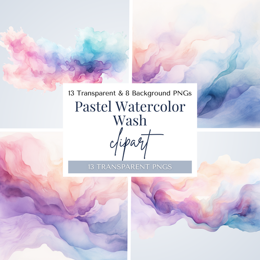 Pastel Watercolor Wash | 21 PNGs